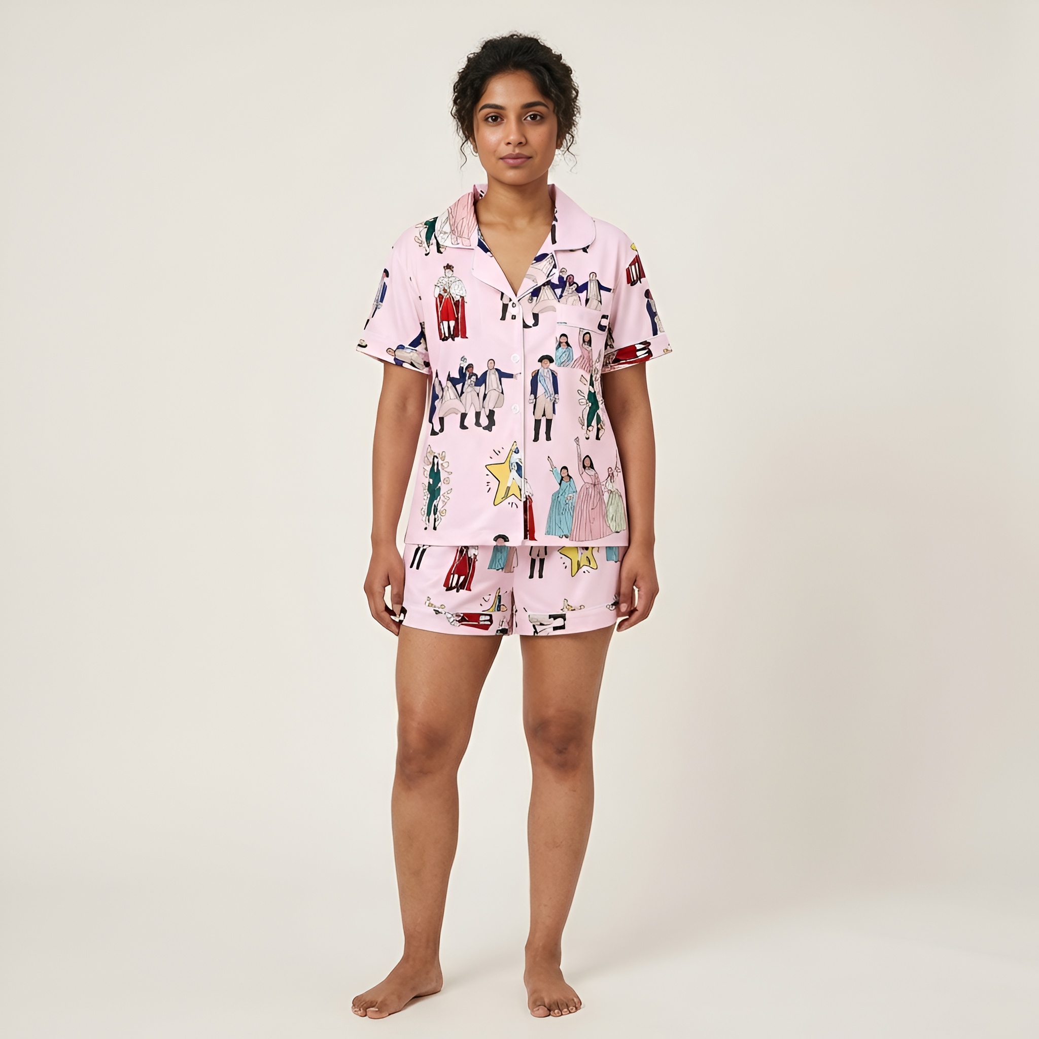 Two Piece Hamilton Musical Themed Pajama Set For Women
