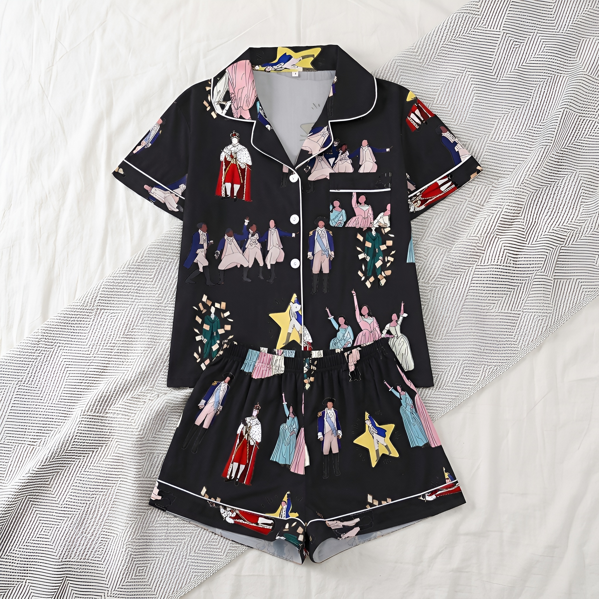 Two Piece Hamilton Musical Themed Pajama Set For Women