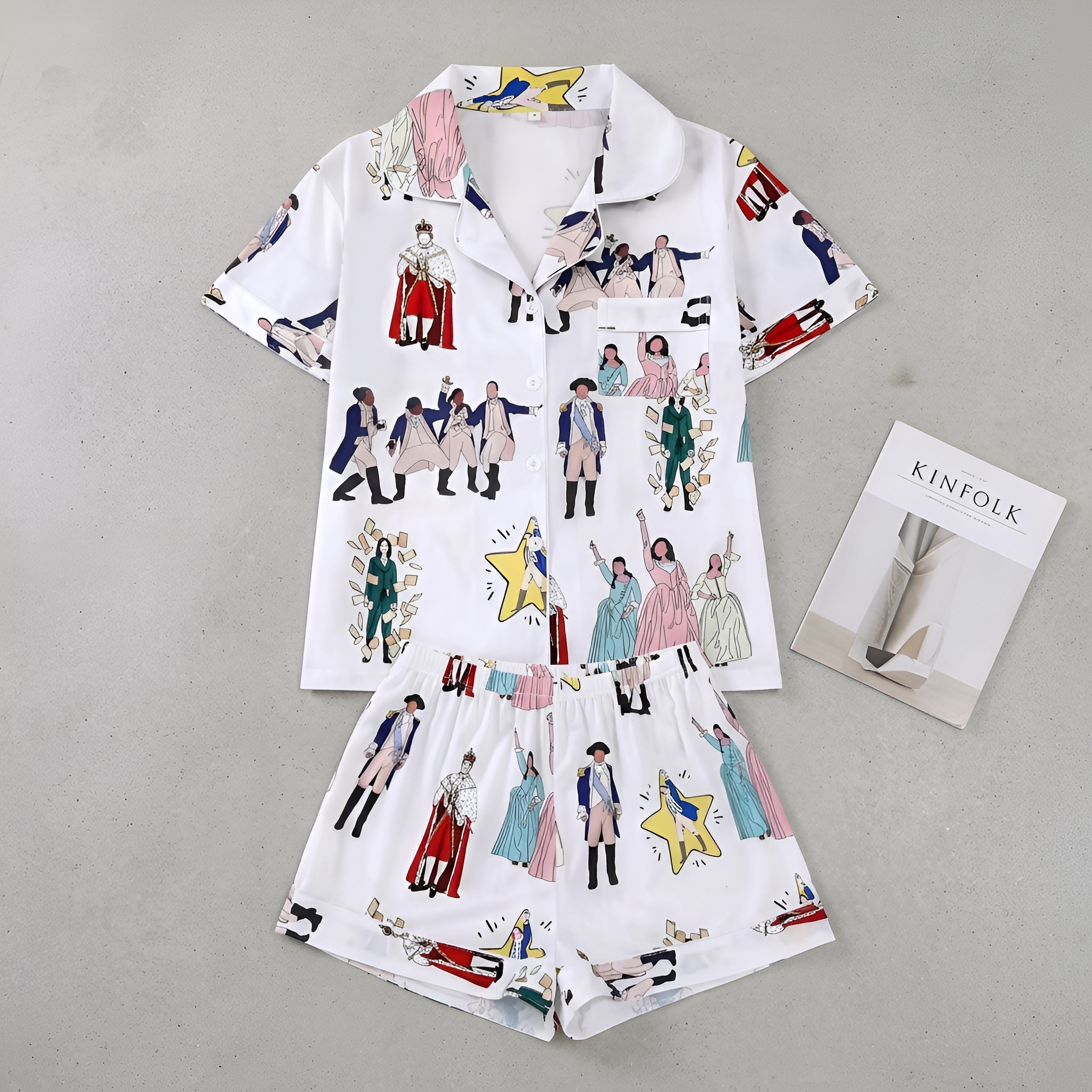 Two Piece Hamilton Musical Themed Pajama Set For Women