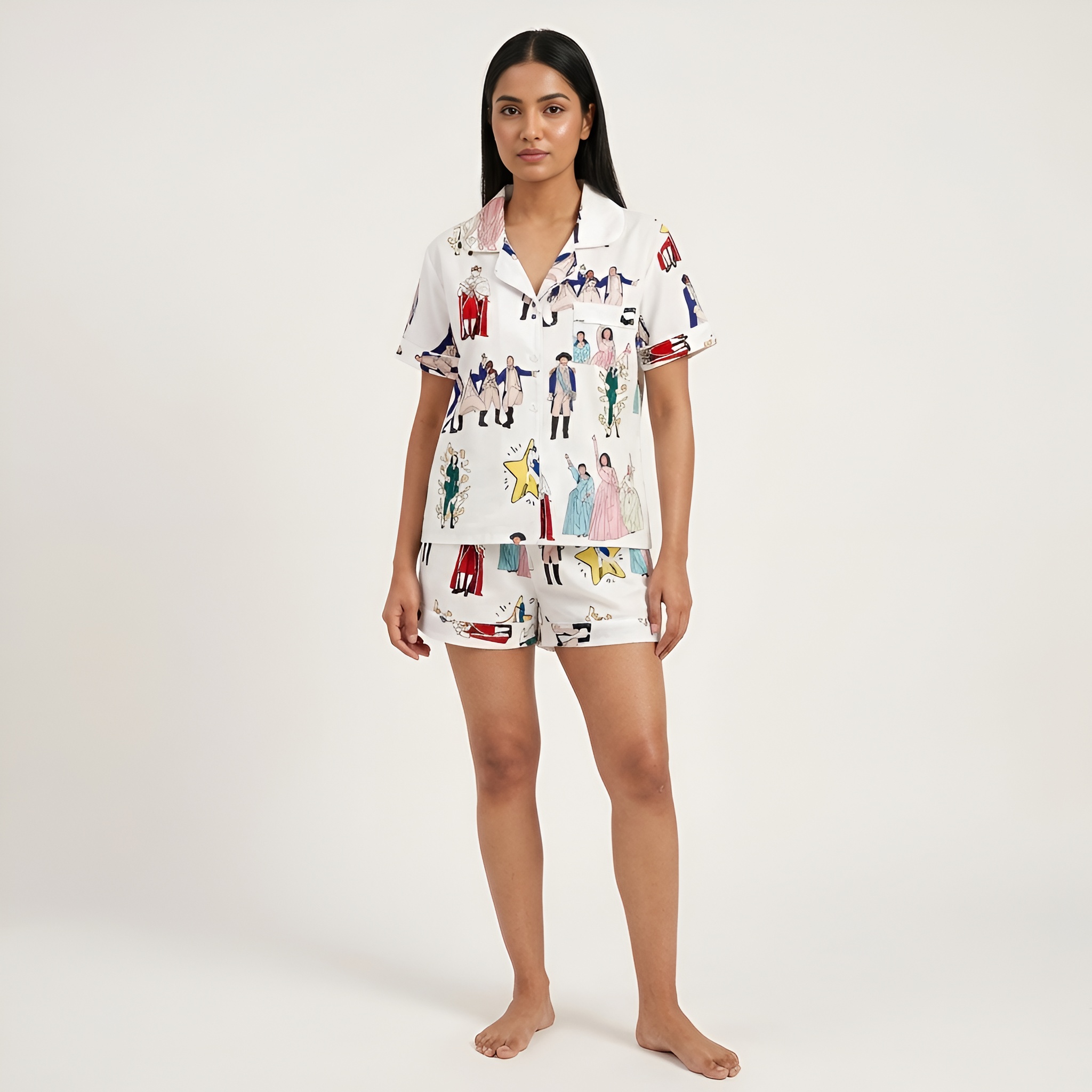 Two Piece Hamilton Musical Themed Pajama Set For Women