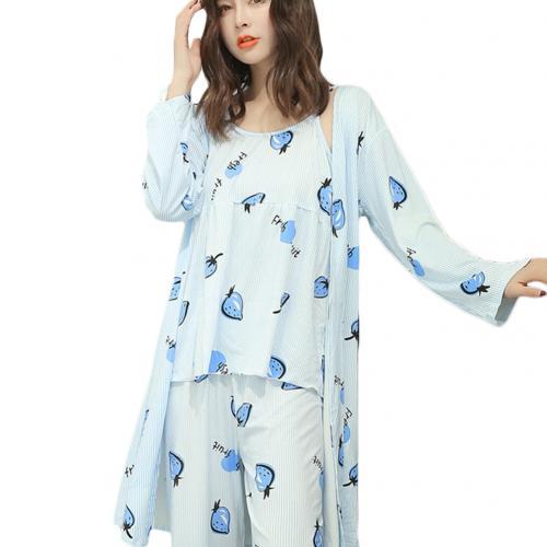 3 Piece Women Floral Cardigan Pajama Set Home Wear-Original Pajamas