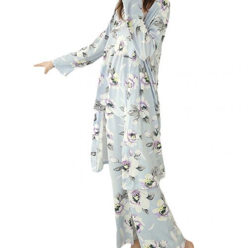 3 Piece Women Floral Cardigan Pajama Set Home Wear-Original Pajamas