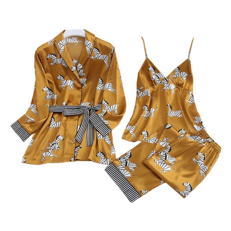 Zebra Print Pajama Female 3 Pieces Home Wear Affordable Pajama Sets-Original Pajamas