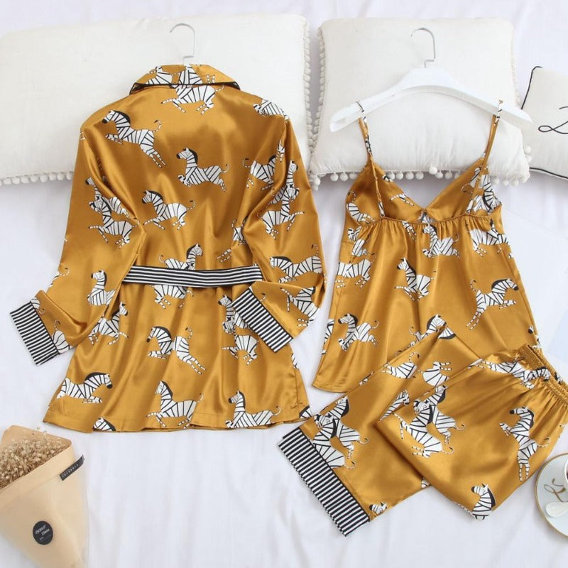 Zebra Print Pajama Female 3 Pieces Home Wear Affordable Pajama Sets-Original Pajamas