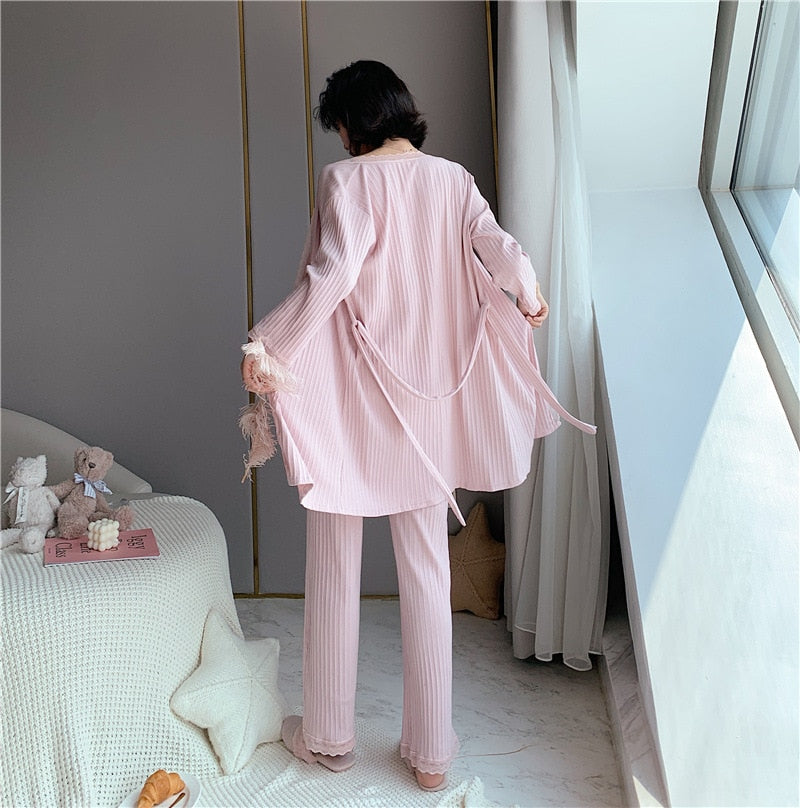 The Lace Robe Original Pajamas 3 Piece Pajama Set Best Sleepwear-Original Pajamas