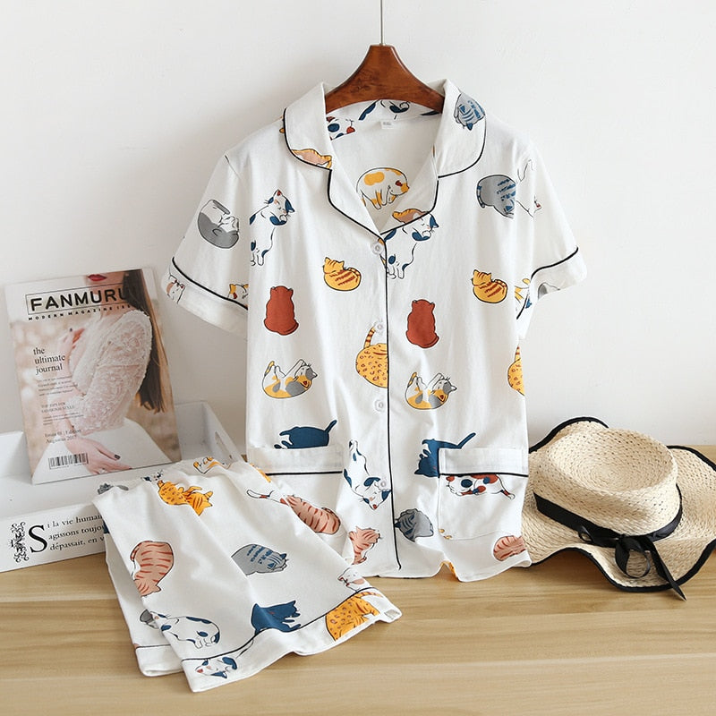 The Cartoon Printed 2 Piece Pajama Set Best Sleepwear-Original Pajamas