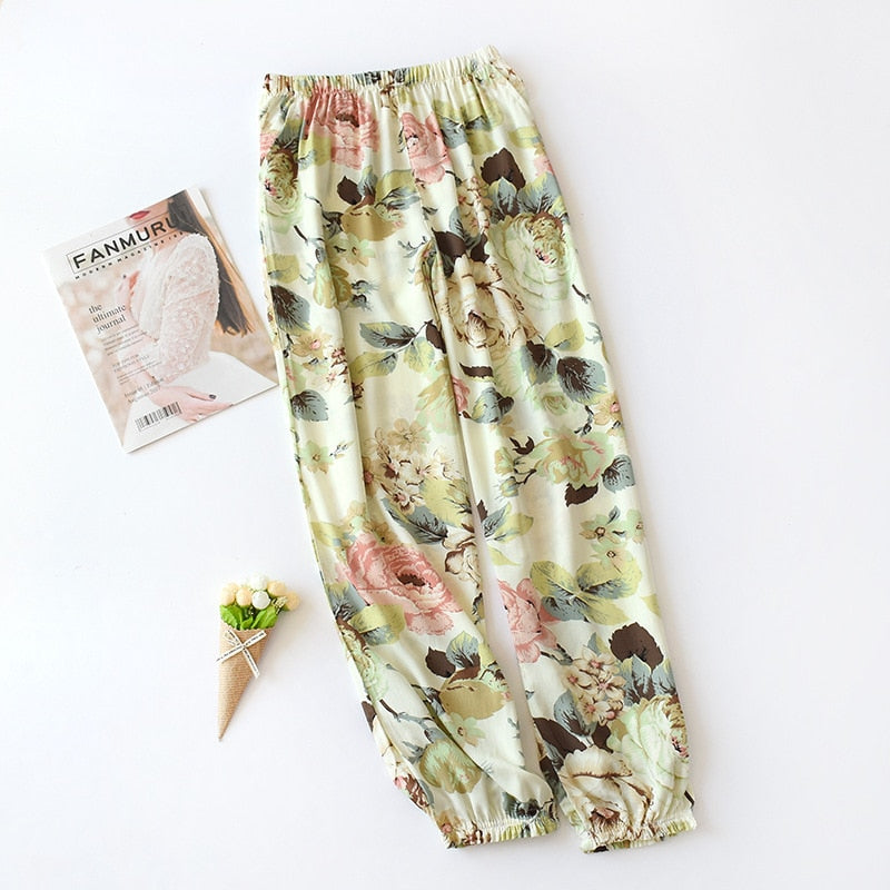 The Floral Print Long Pajama Pants Best Women's Sleepwear-Original Pajamas
