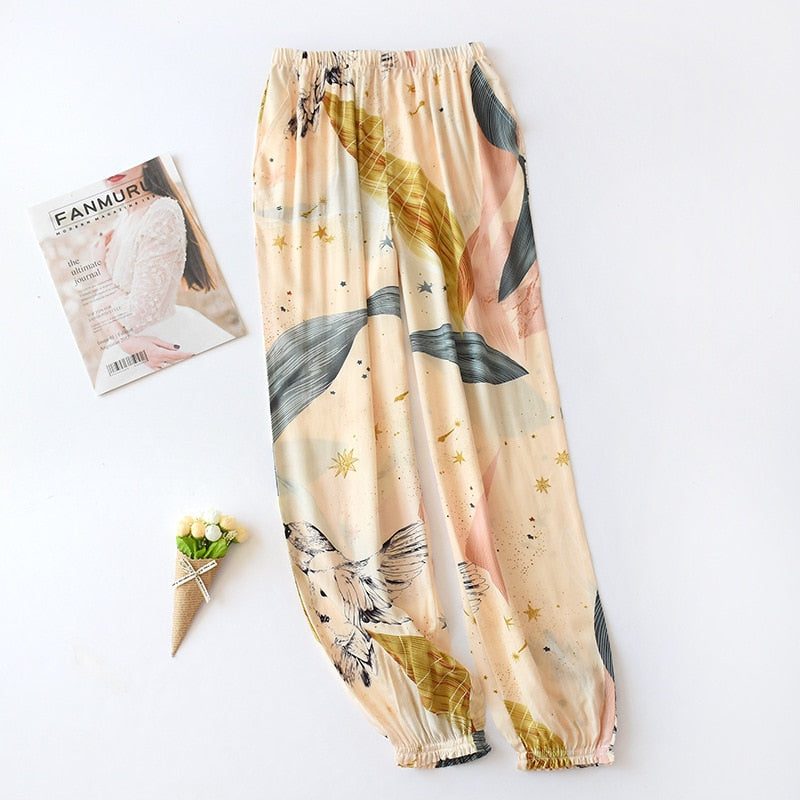 The Floral Print Long Pajama Pants Best Women's Sleepwear-Original Pajamas