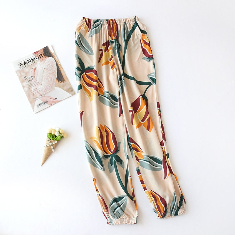 The Floral Print Long Pajama Pants Best Women's Sleepwear-Original Pajamas