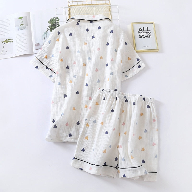 The Cute White Short Pajama Set Breathable Pajamas-Original Pajamas