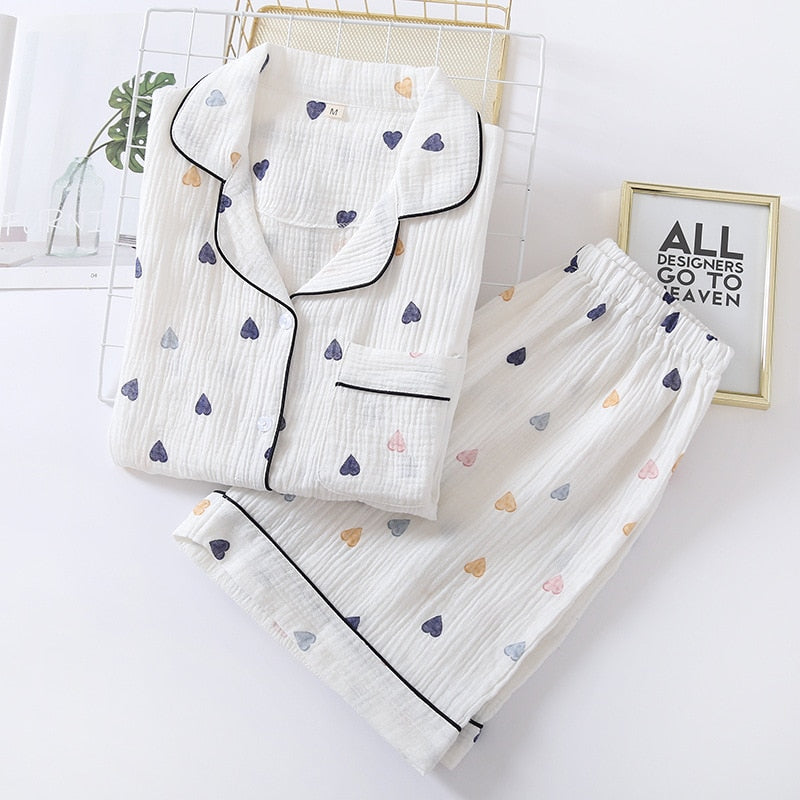 The Cute White Short Pajama Set Breathable Pajamas-Original Pajamas