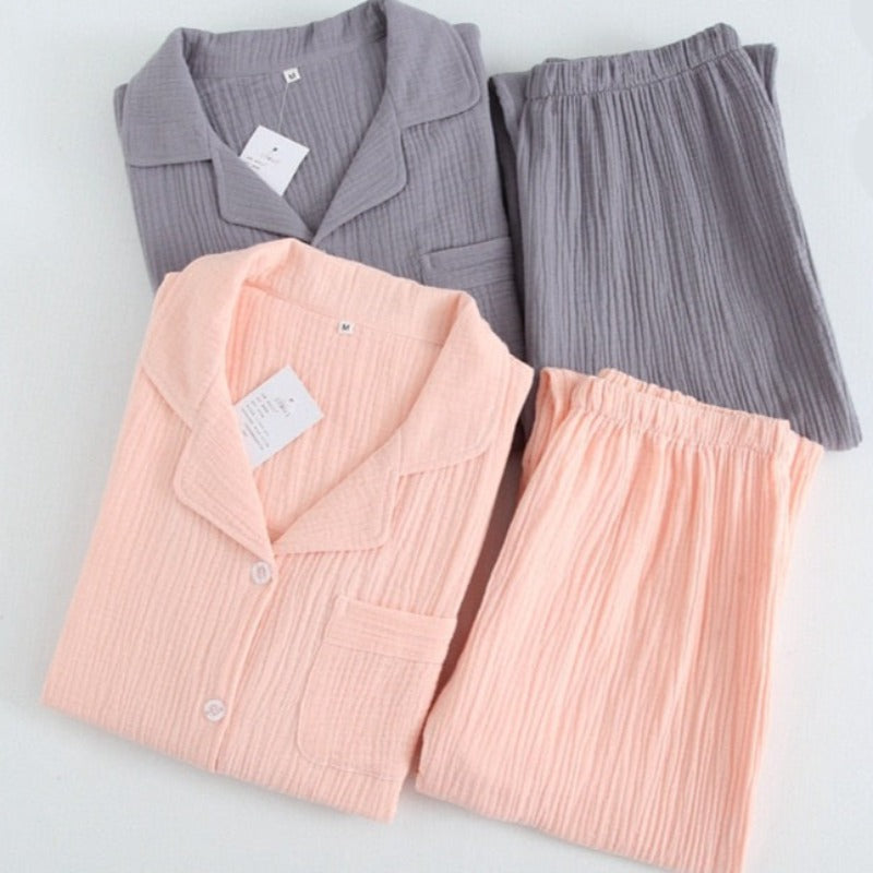 The Ruched Solid Set Original Pajamas 2 Piece Pj Set-Original Pajamas