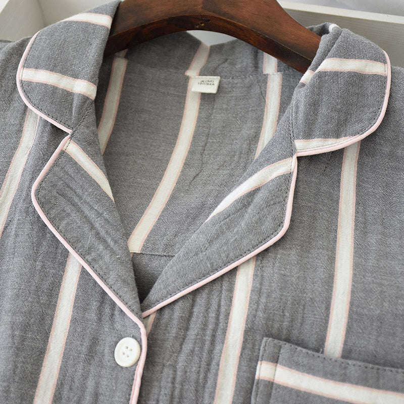 The White Striped Pattern Solid Best Ladies Pajamas-Original Pajamas