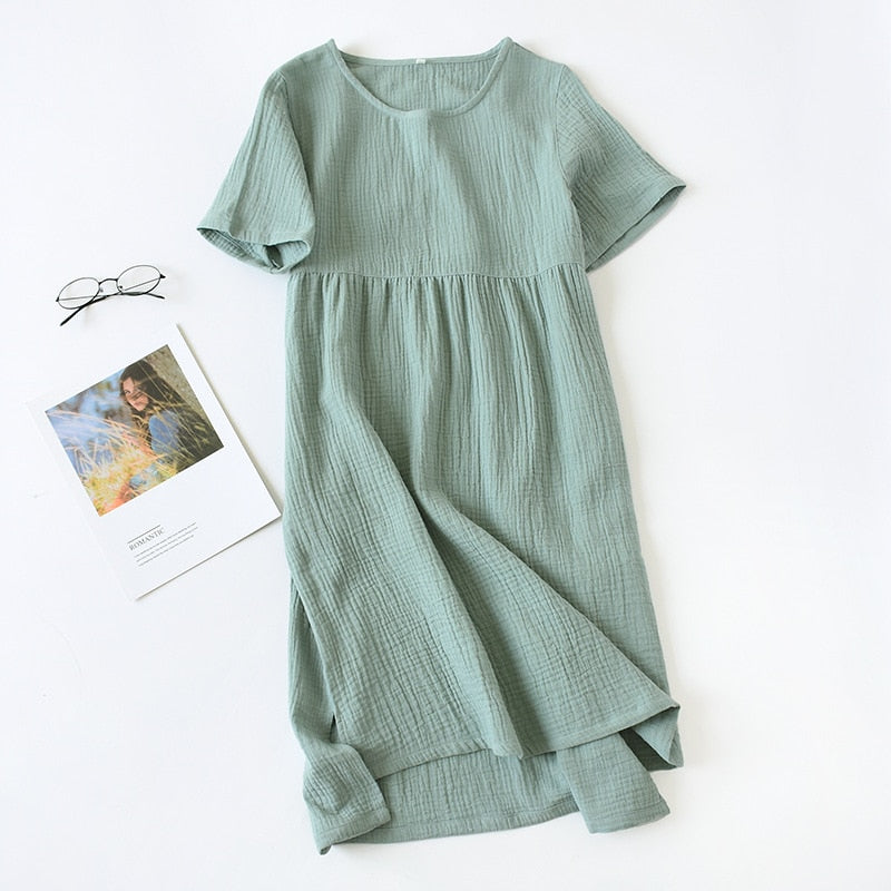 The Summer Solid Gown Cotton Sleepwear For Women-Original Pajamas