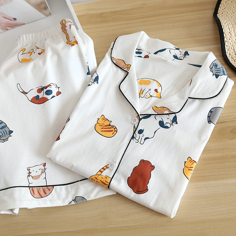 The Cartoon Printed 2 Piece Pajama Set Best Sleepwear-Original Pajamas