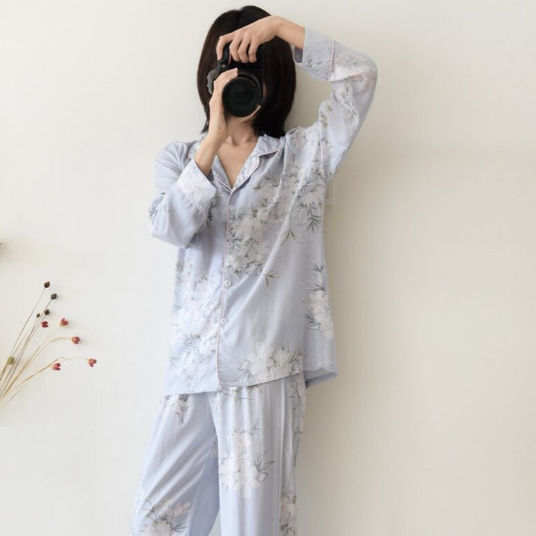 The Floral Print Pocketed Pajama Set 2 Piece Pajama Set-Original Pajamas