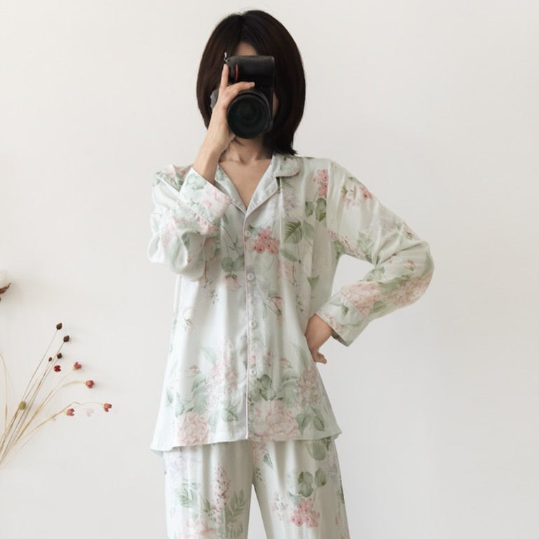 The Floral Print Pocketed Pajama Set 2 Piece Pajama Set-Original Pajamas