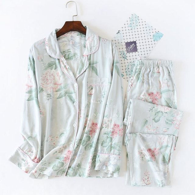 The Floral Print Pocketed Pajama Set 2 Piece Pajama Set-Original Pajamas