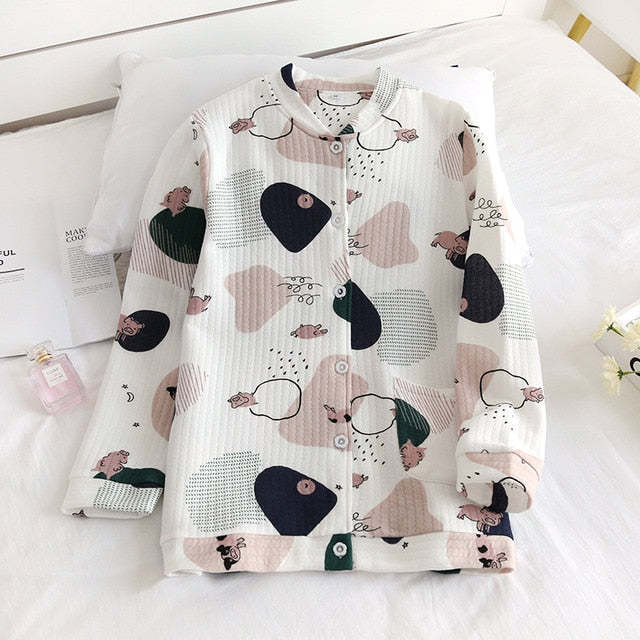 The Knitted Printed Pajama Tops Original Pajamas-Original Pajamas