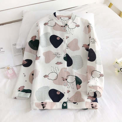 The Knitted Printed Pajama Tops Original Pajamas-Original Pajamas