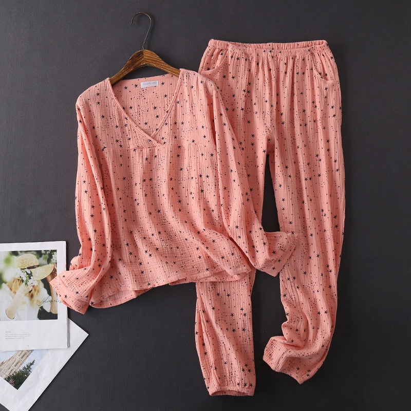 The Star Printed Long Pajama Set Original Pajamas 2 Pieces-Original Pajamas