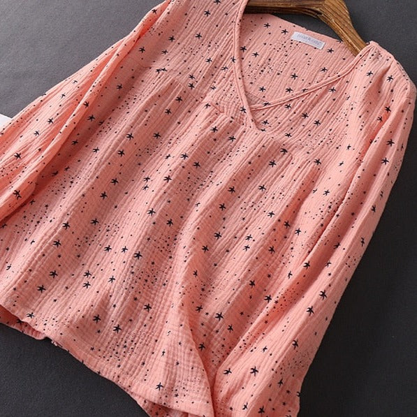 The Star Printed Long Pajama Set Original Pajamas 2 Pieces-Original Pajamas