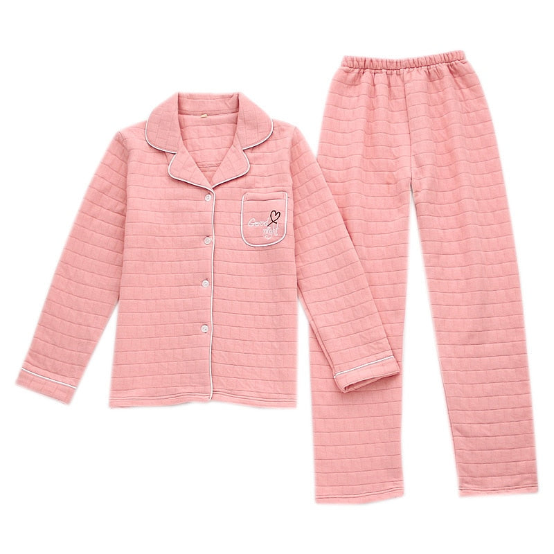 The Solid Embroidery Pajama Set Original Pajamas-Original Pajamas