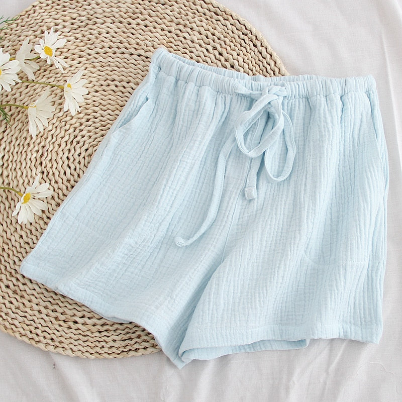 The Cute Solid Cotton Drawstring Pajama Shorts Original Pajamas-Original Pajamas