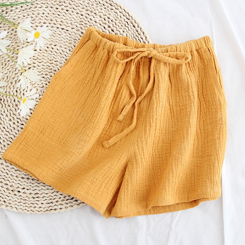 The Cute Solid Cotton Drawstring Pajama Shorts Original Pajamas-Original Pajamas