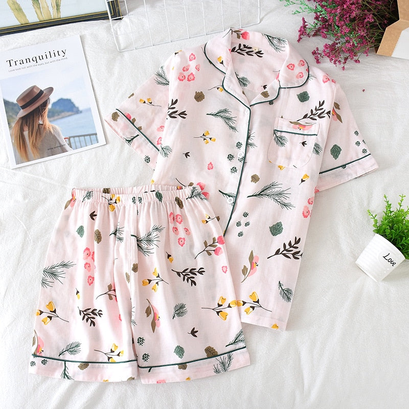 The Cute Cartoon Floral Print Pajama Set Original Pajamas-Original Pajamas