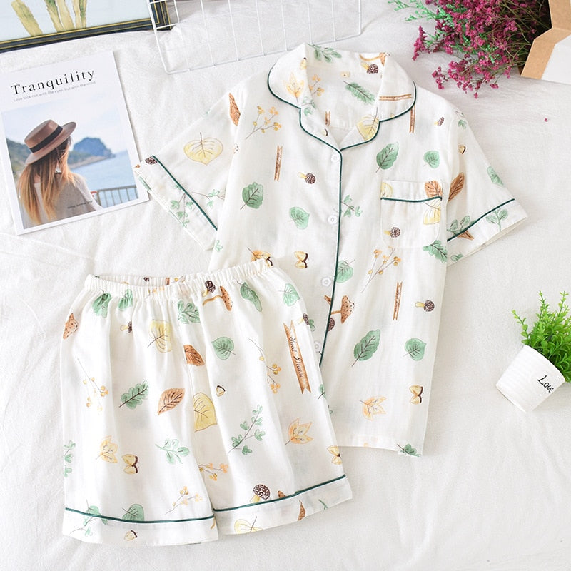 The Cute Cartoon Floral Print Pajama Set Original Pajamas-Original Pajamas