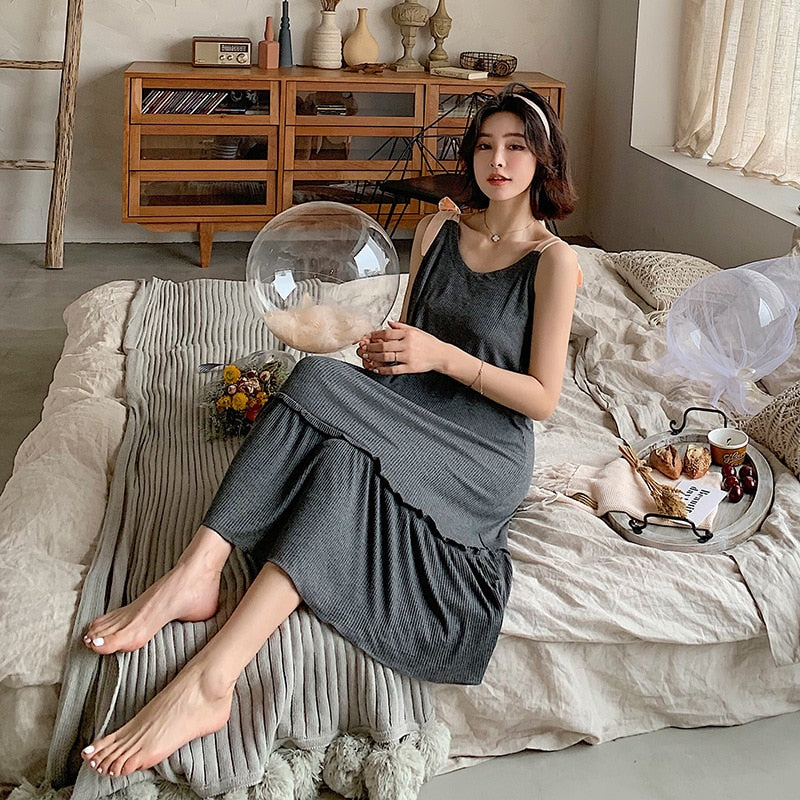 The Casual Long Dress Solid Original Pajamas-Original Pajamas