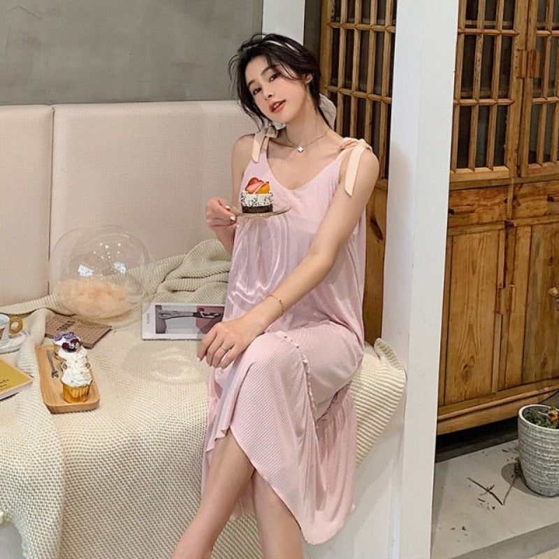 The Casual Long Dress Solid Original Pajamas-Original Pajamas