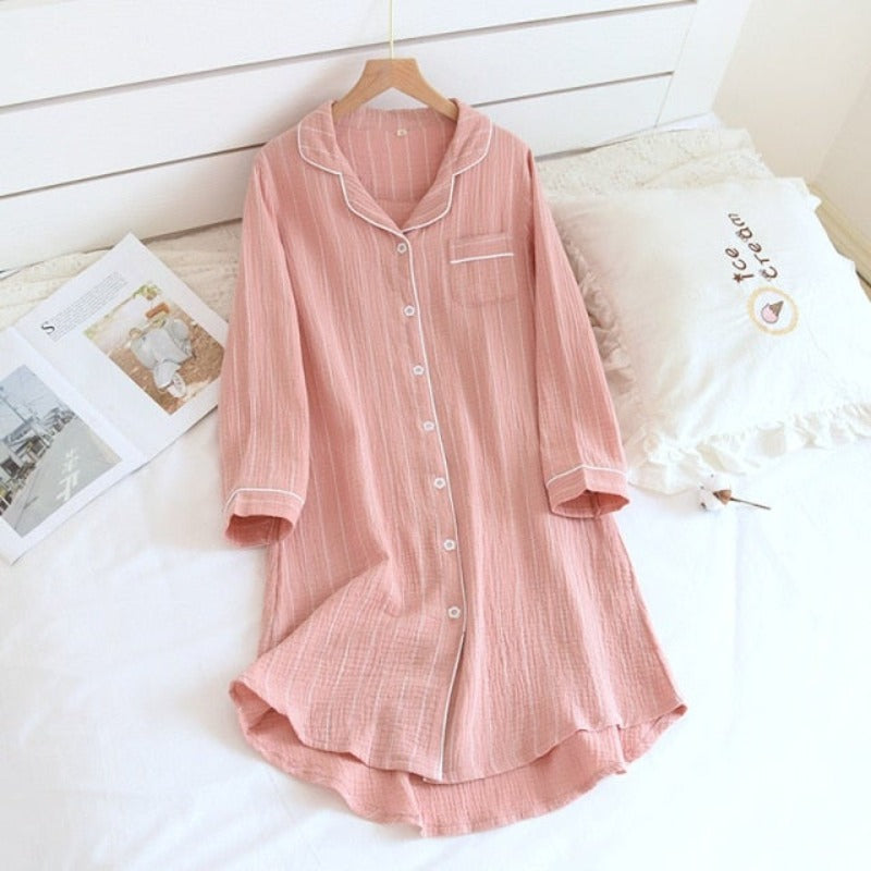 The Cotton Button-Up Solid Original Pajamas-Original Pajamas