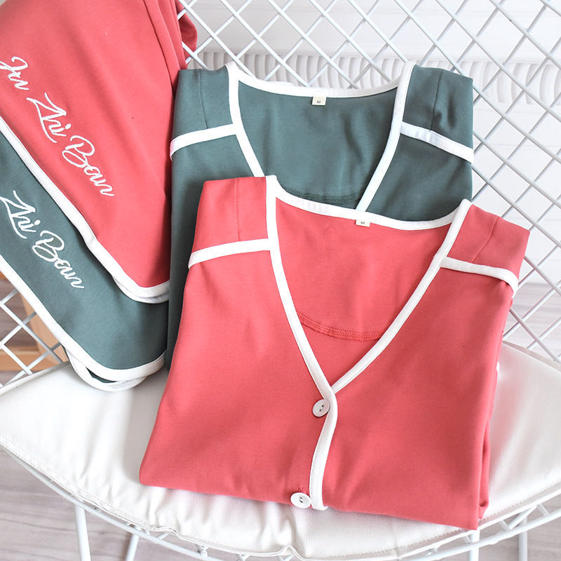 The V-Neck Solid Original Pajamas-Original Pajamas