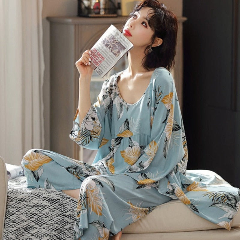 The Multi Color Print Sleepwear Best Cooling Pajamas For Ladies-Original Pajamas