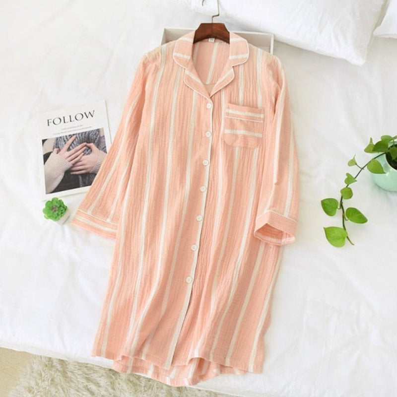 The White Striped Pattern Solid Best Ladies Pajamas-Original Pajamas