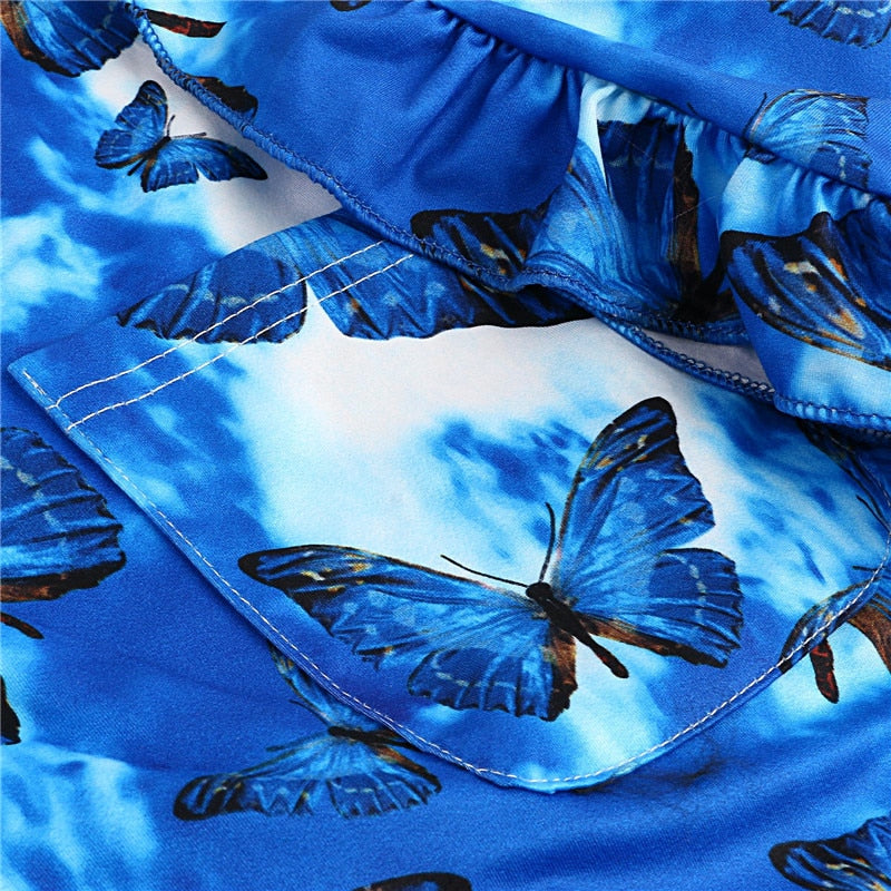 2 Piece Pyjama Set Butterfly Print Satin Silk Nightwear-Original Pajamas