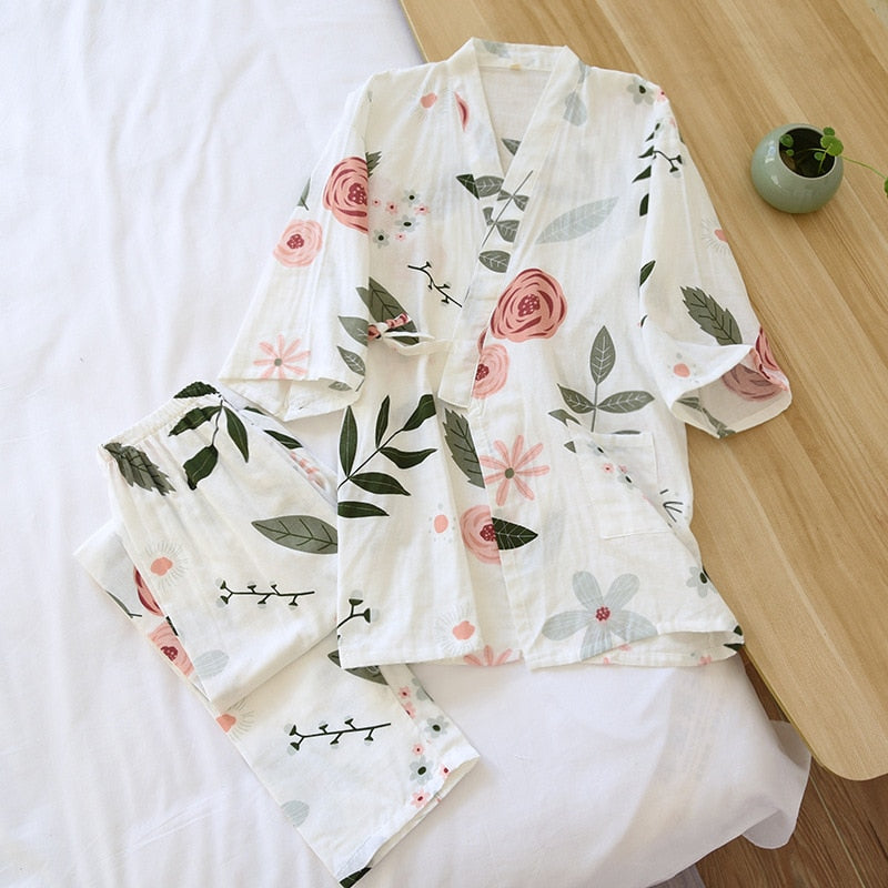 The White Rose Floral 2 Piece Sleepwear Set-Original Pajamas