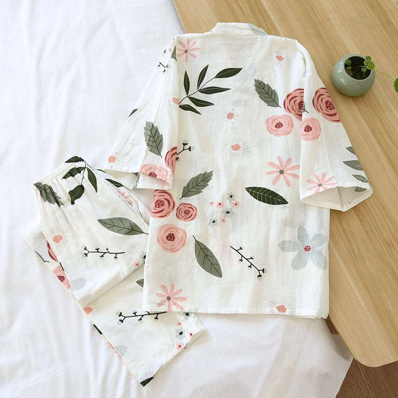 The White Rose Floral 2 Piece Sleepwear Set-Original Pajamas