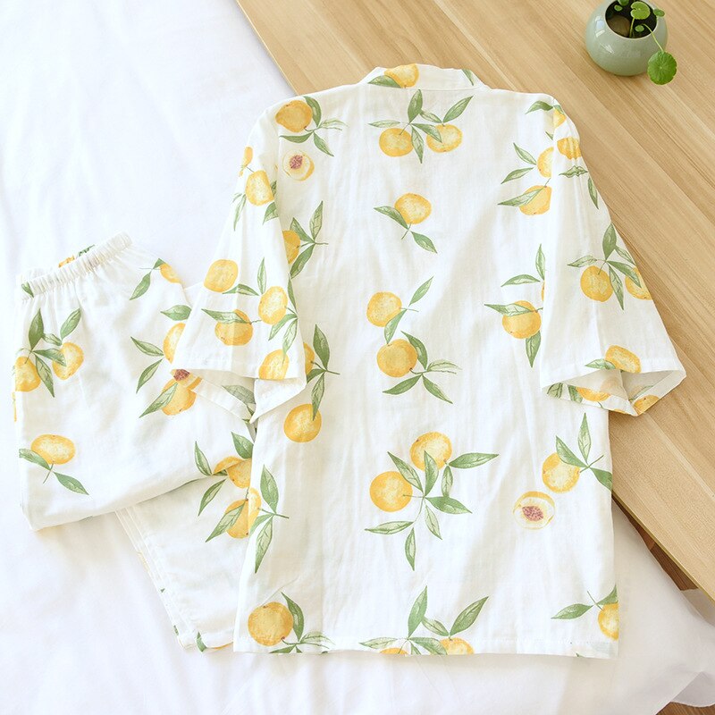 The Lemon Printed Kimono Best Ladies Pajamas-Original Pajamas