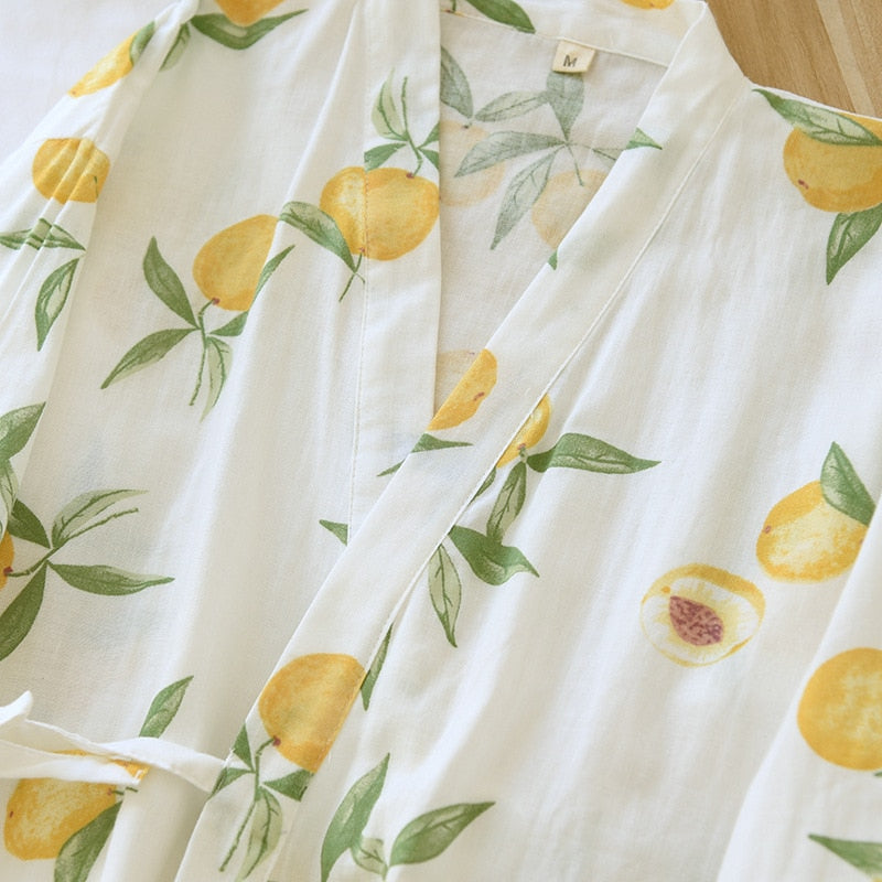 The Lemon Printed Kimono Best Ladies Pajamas-Original Pajamas