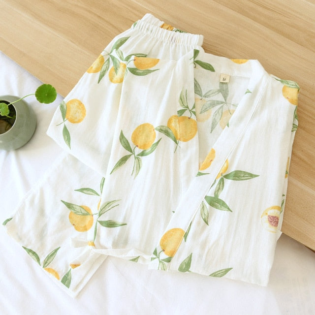 The Lemon Printed Kimono Best Ladies Pajamas-Original Pajamas