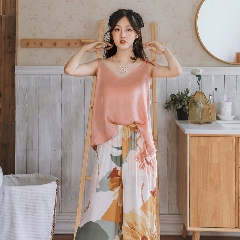 Japanese Kimono Dress 3 Piece Pajamas Coat Top Pants-Original Pajamas