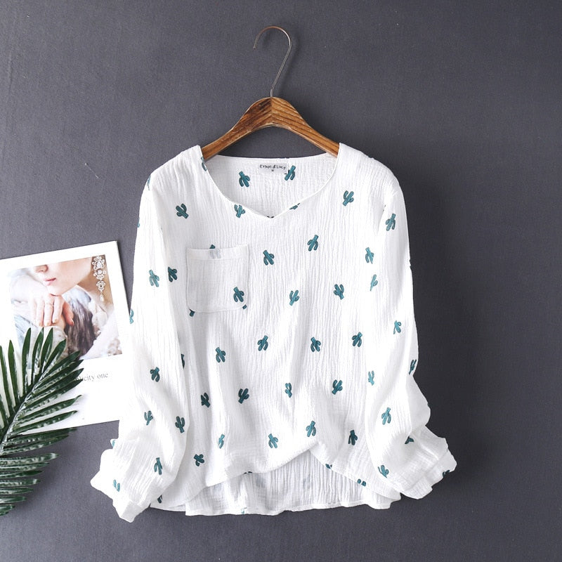 The Cactus Printed 2 Piece Long Pajama Set Cotton Sleepwear-Original Pajamas