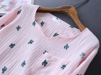 The Cactus Printed 2 Piece Long Pajama Set Cotton Sleepwear-Original Pajamas