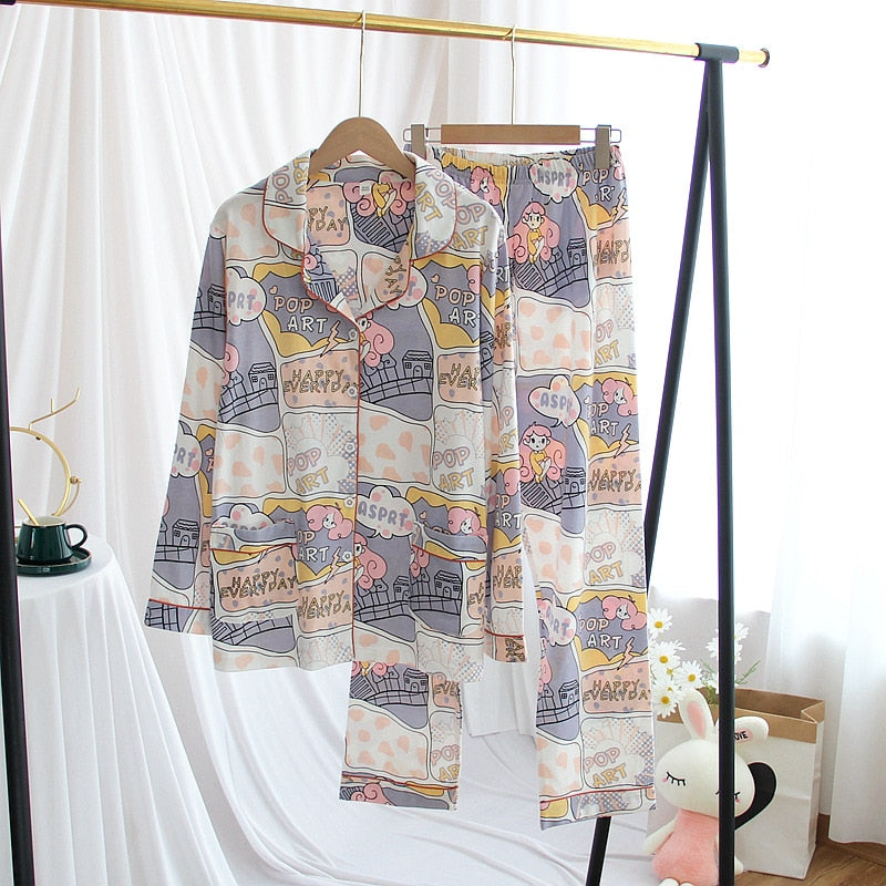 The All Over Printed Long Pajama Set Original Pajamas-Original Pajamas