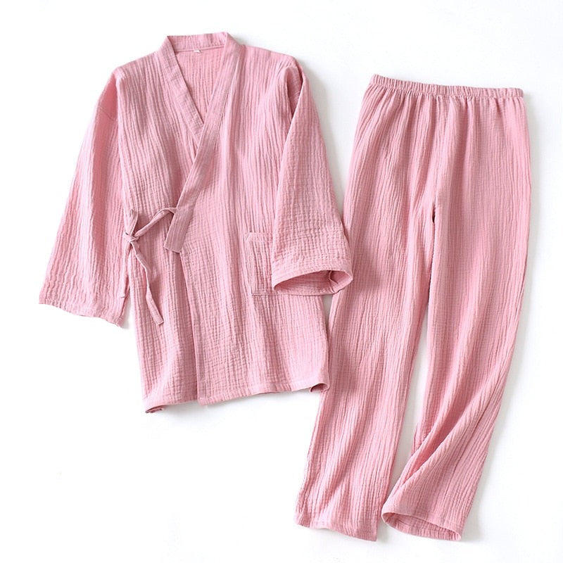 The Kimono Solid Original Pajamas 2 Piece Sleepwear-Original Pajamas