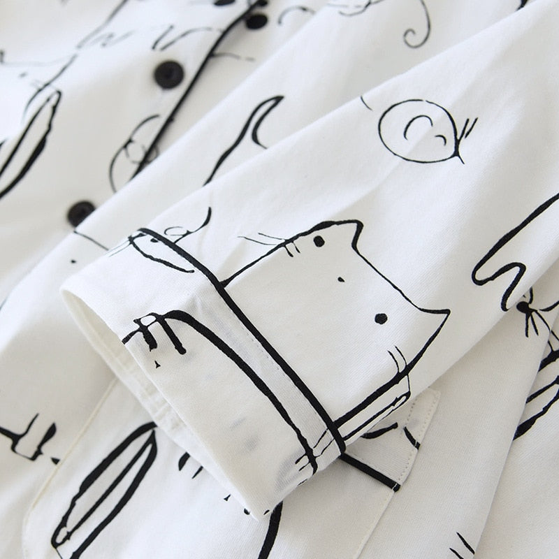 The Cat Printed Original Pajamas-Original Pajamas