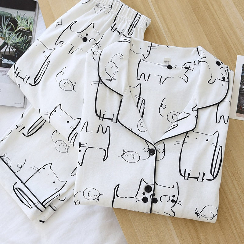 The Cat Printed Original Pajamas-Original Pajamas